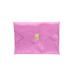 Porte-monnaie enveloppe cuir rose bonbon