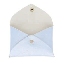 Porte-monnaie enveloppe cuir argent brillant