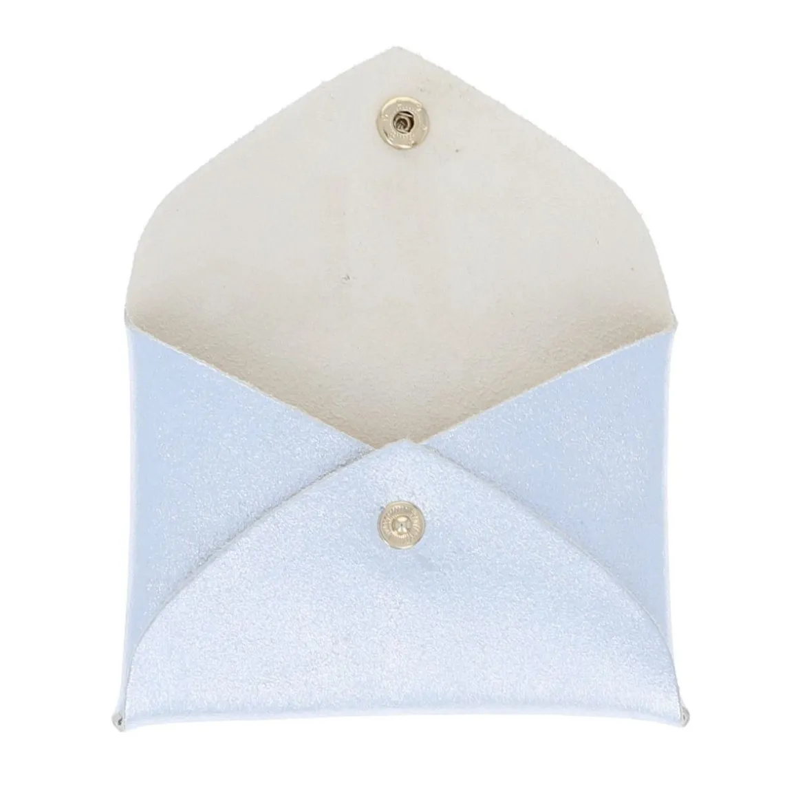 Porte-monnaie enveloppe cuir argent brillant