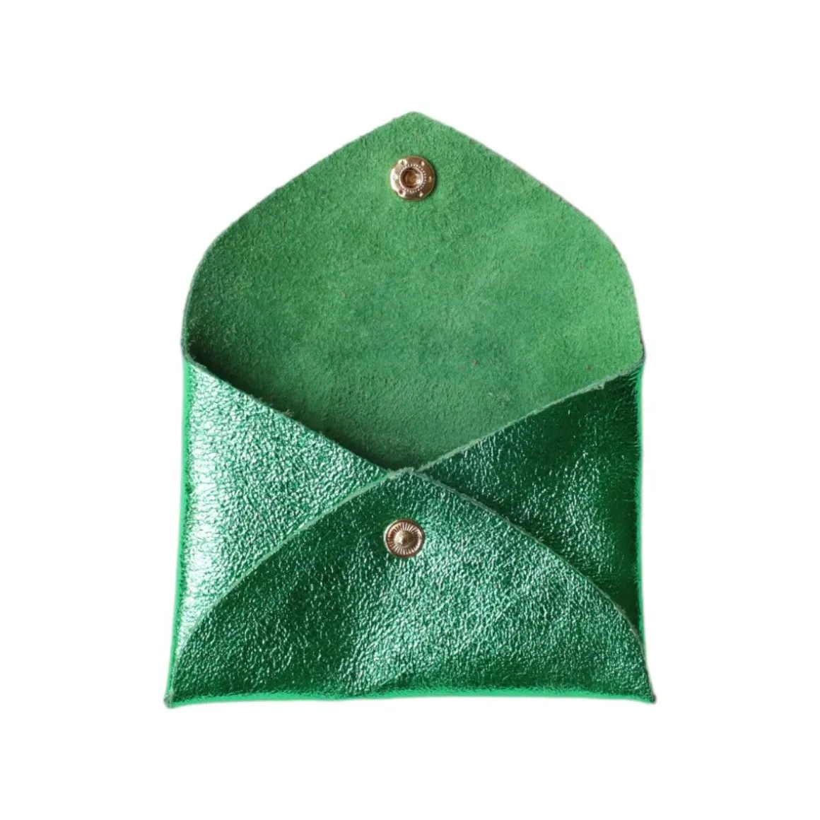 Porte-monnaie enveloppe cuir vert émeraude