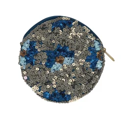 Porte-monnaie rond à sequins fleurs - Mariage Indien