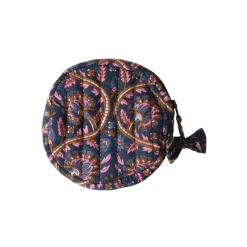 Porte-monnaie rond block print bleu - Mariage Indien