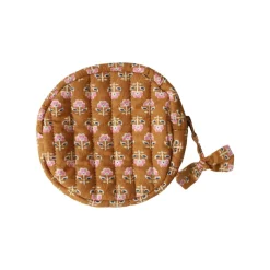 Porte-monnaie rond block print curry - Mariage Indien