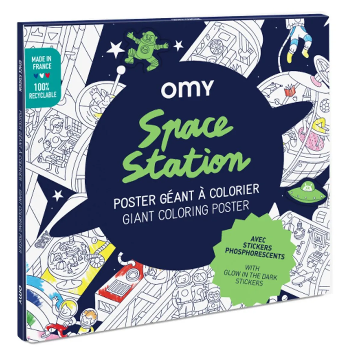 Poster géant à colorier Space station + stickers