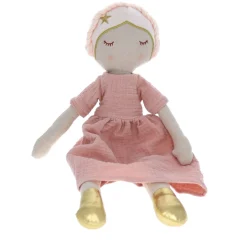 Poupée en tissu gaze de coton Lisette rose pâle