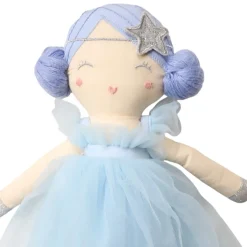 Poupée en tissu Neige en robe tulle bleu