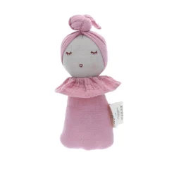 Poupée hochet culbuto chignon rose pâle