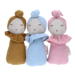 Poupée hochet culbuto Chignon moutarde