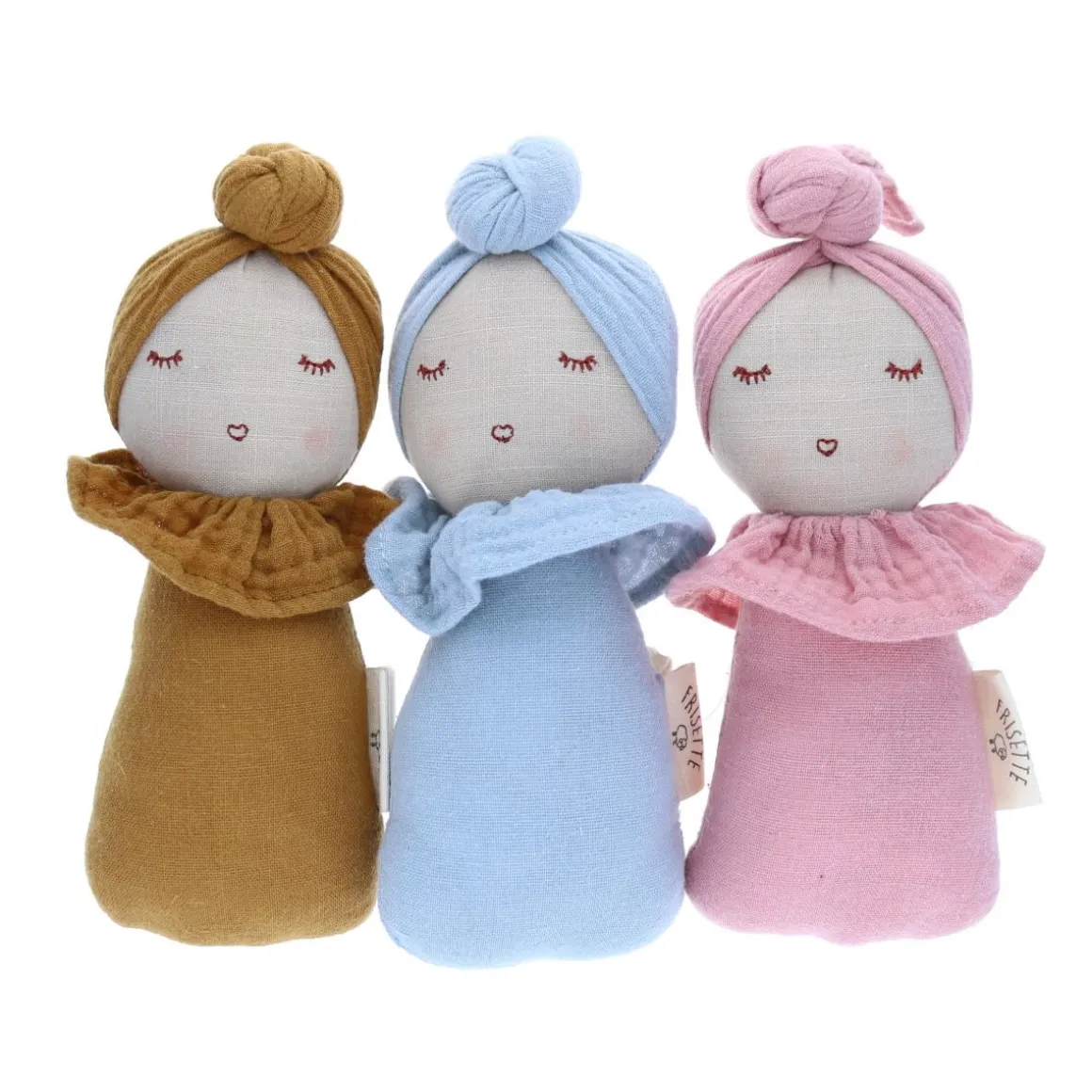 Poupée hochet culbuto Chignon moutarde