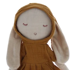 Poupée lapinette gaze de coton jaune moutarde