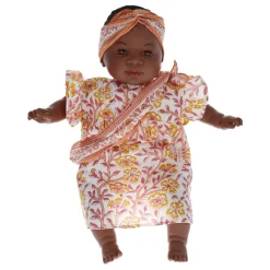 Poupée Meera blockprint orange et rose