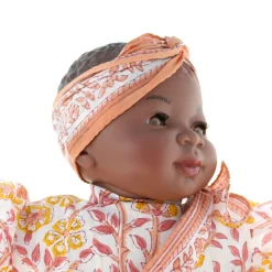 Poupée Meera blockprint orange et rose