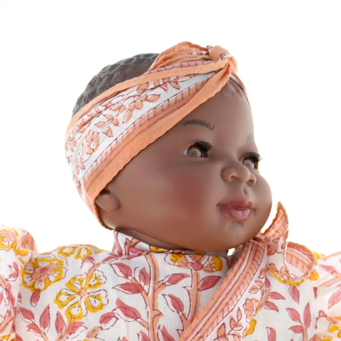Poupée Meera blockprint orange et rose