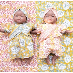 Poupée Meera blockprint orange et rose