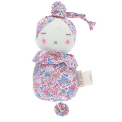 Poupée musicale fleurie bleue et rose