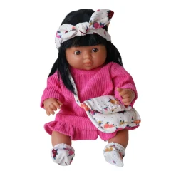 Poupée Pia robe velours rose - La vie en rose