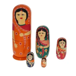 Poupées gigognes indiennes 5 pièces - Mariage Indien