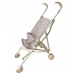Poussette poupée vichy beige marron