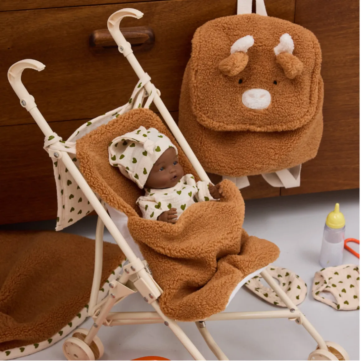 Poussette pour poupée avec chancelière et sac - Bébé Highland