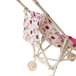 Poussette pour poupée velours fleuri avec sac - La vie en rose