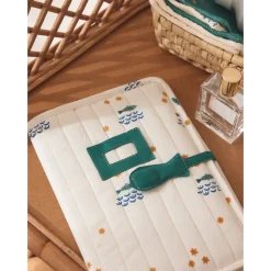 Protège carnet de santé écru poissons - Ma bonne étoile