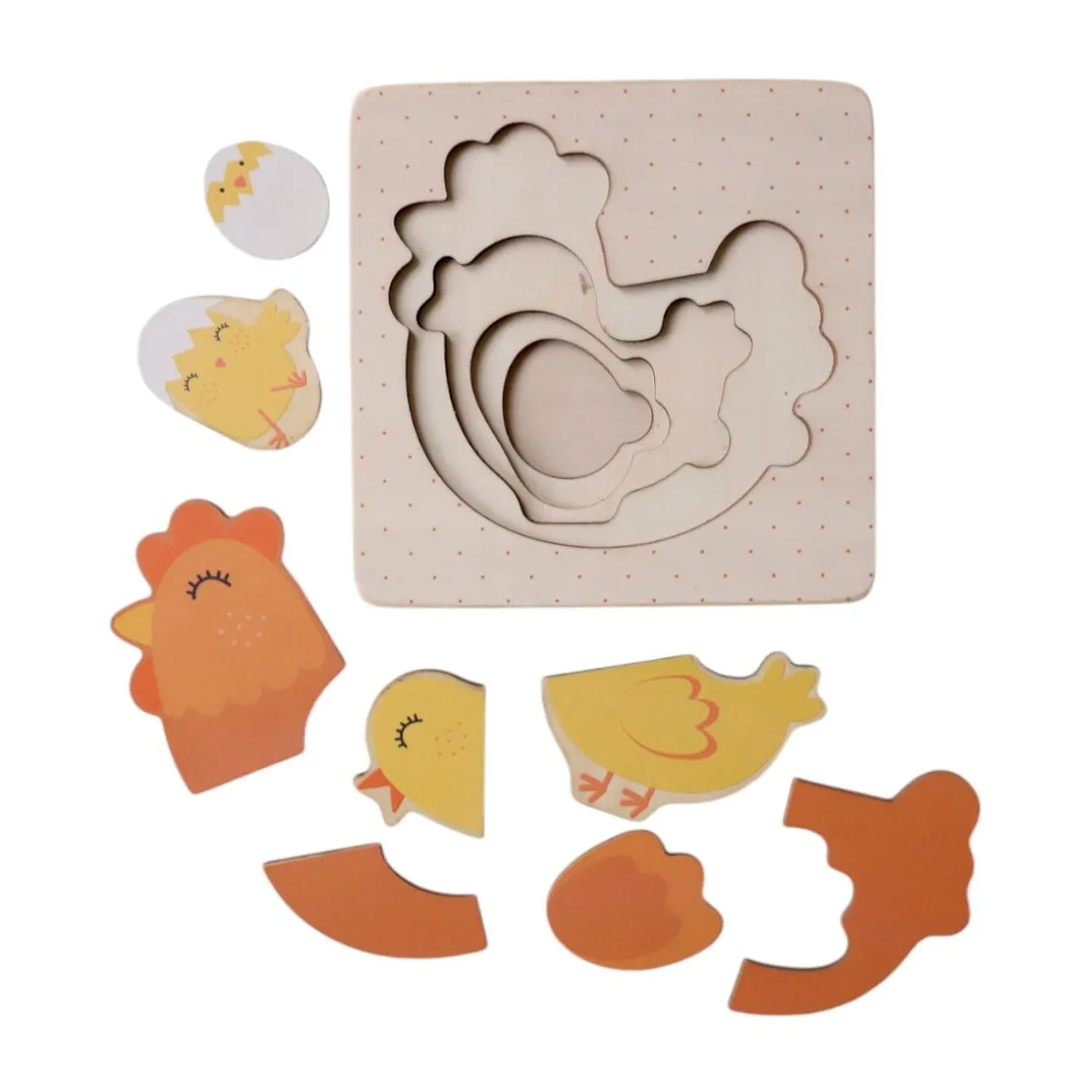 Puzzle évolutif en bois cycle de vie - La petite poule rousse