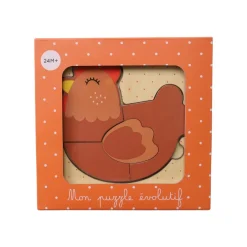 Puzzle évolutif en bois cycle de vie - La petite poule rousse