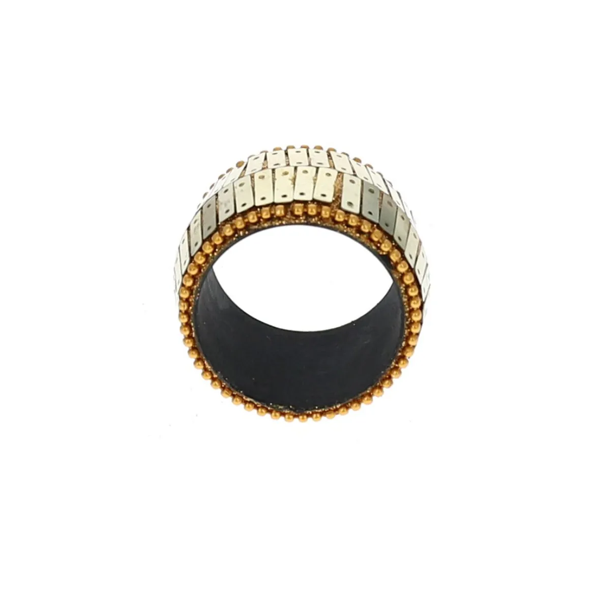 Rond de serviette à facettes dorées