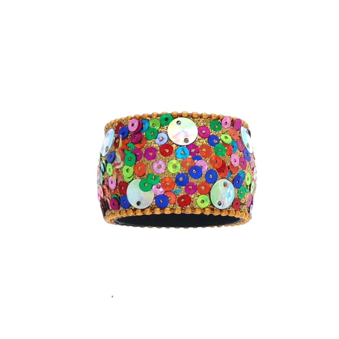Rond de serviette à sequins multicolores