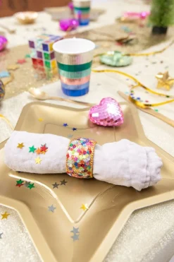 Rond de serviette à sequins multicolores