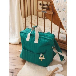 Sac à dos à langer matelassé vert - Ma bonne étoile