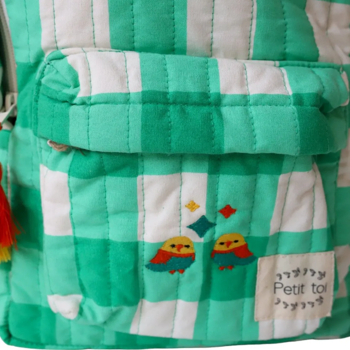 Sac à dos enfant carreaux verts - Les Inséparables