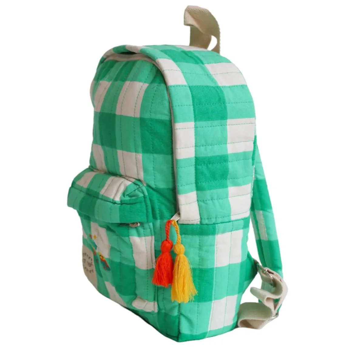 Sac à dos enfant carreaux verts - Les Inséparables