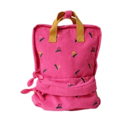 Sac à dos enfant en velours rose - La vie en rose
