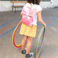 Sac à dos enfant rose à reflets irisés