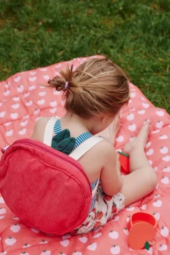 Sac à dos enfant velours pomme - Dans mon jardin