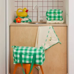 Sac à langer à carreaux verts - Les Inséparables