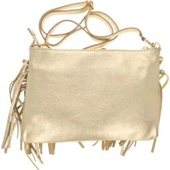 Sac à mains à franges cuir irisé platine