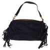 Sac à mains à franges daim bleu nuit