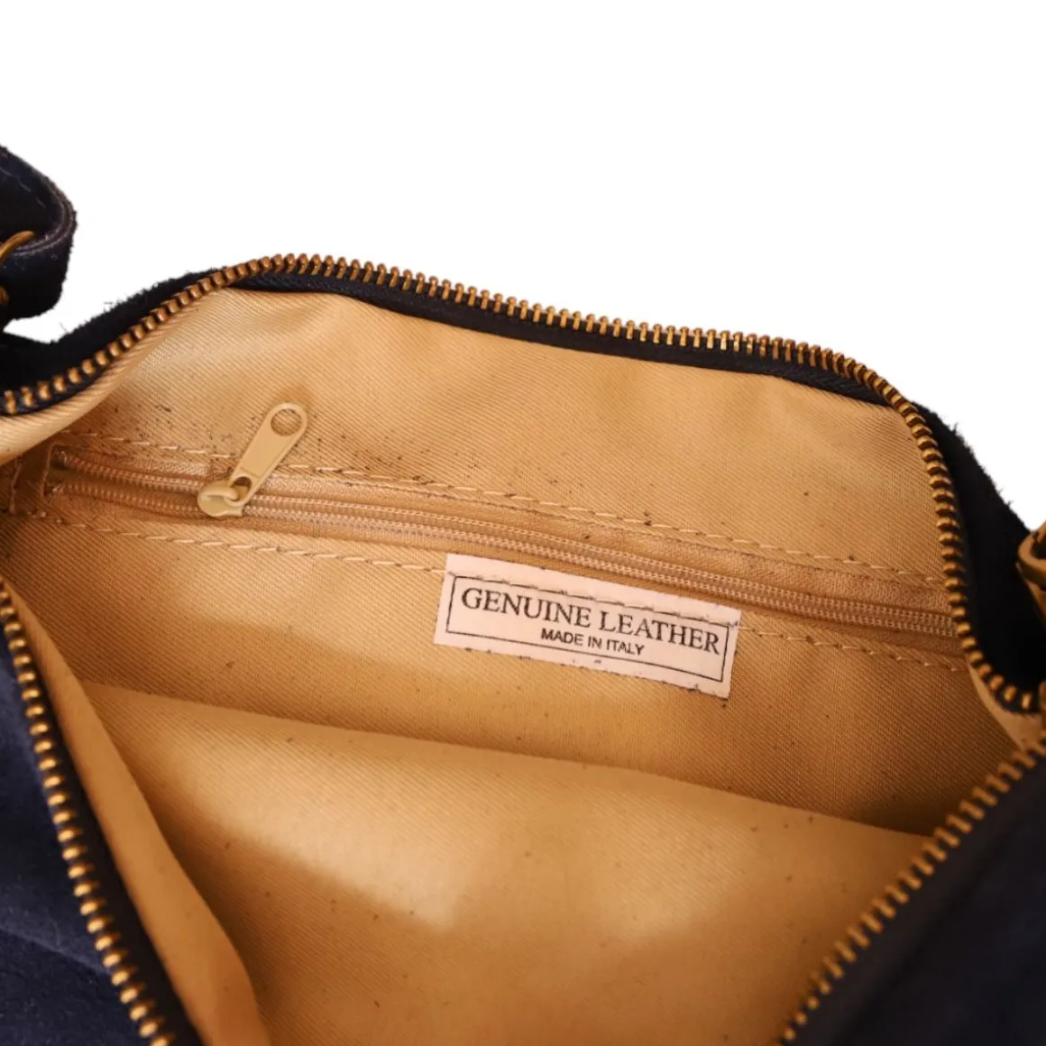 Sac à mains à franges daim bleu nuit