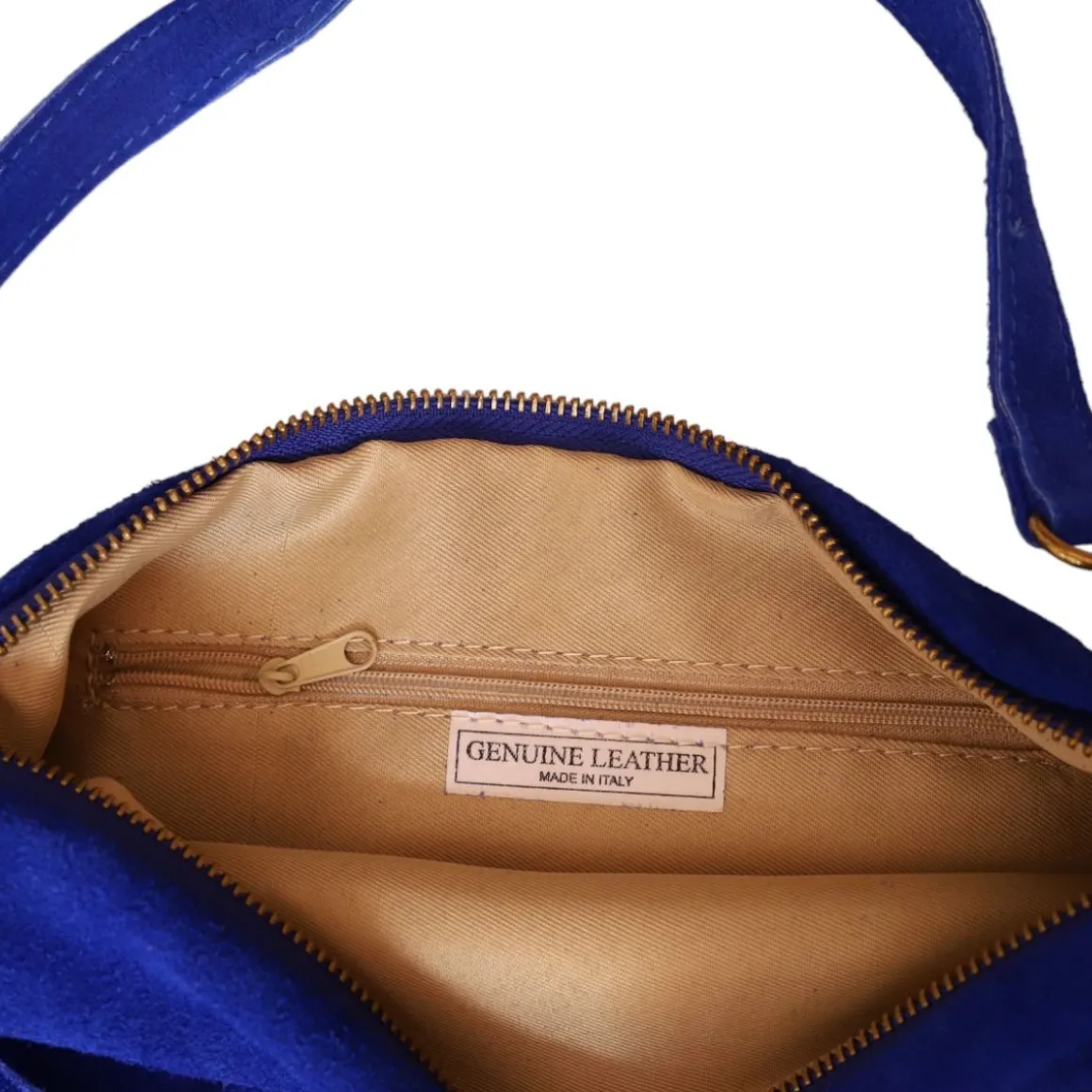 Sac à mains à franges daim bleu majorelle