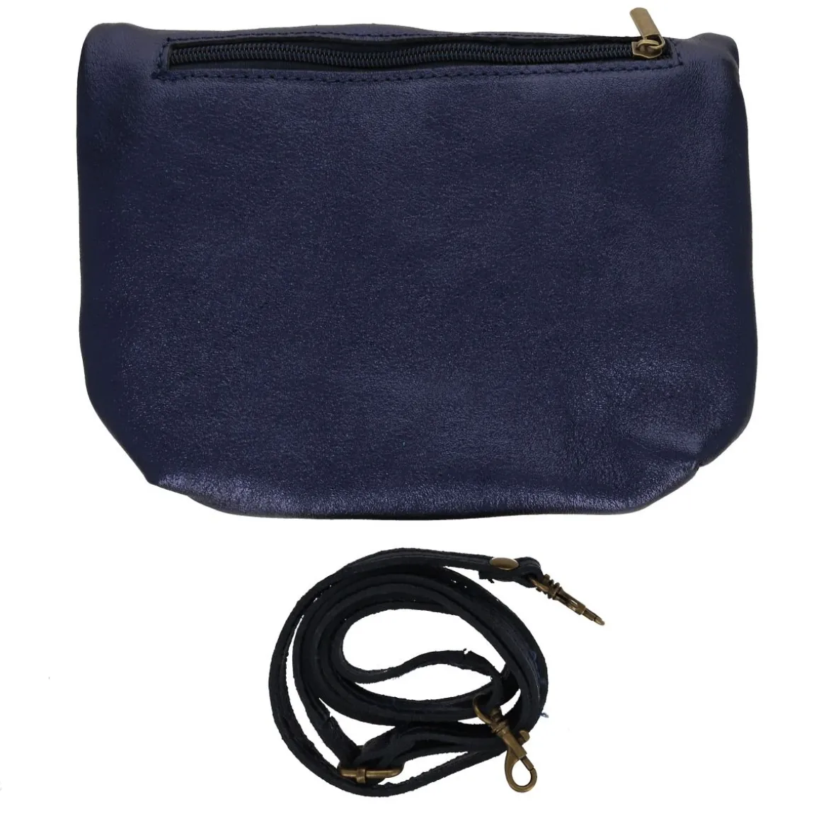 Sac à rabat cuir bleu pailleté