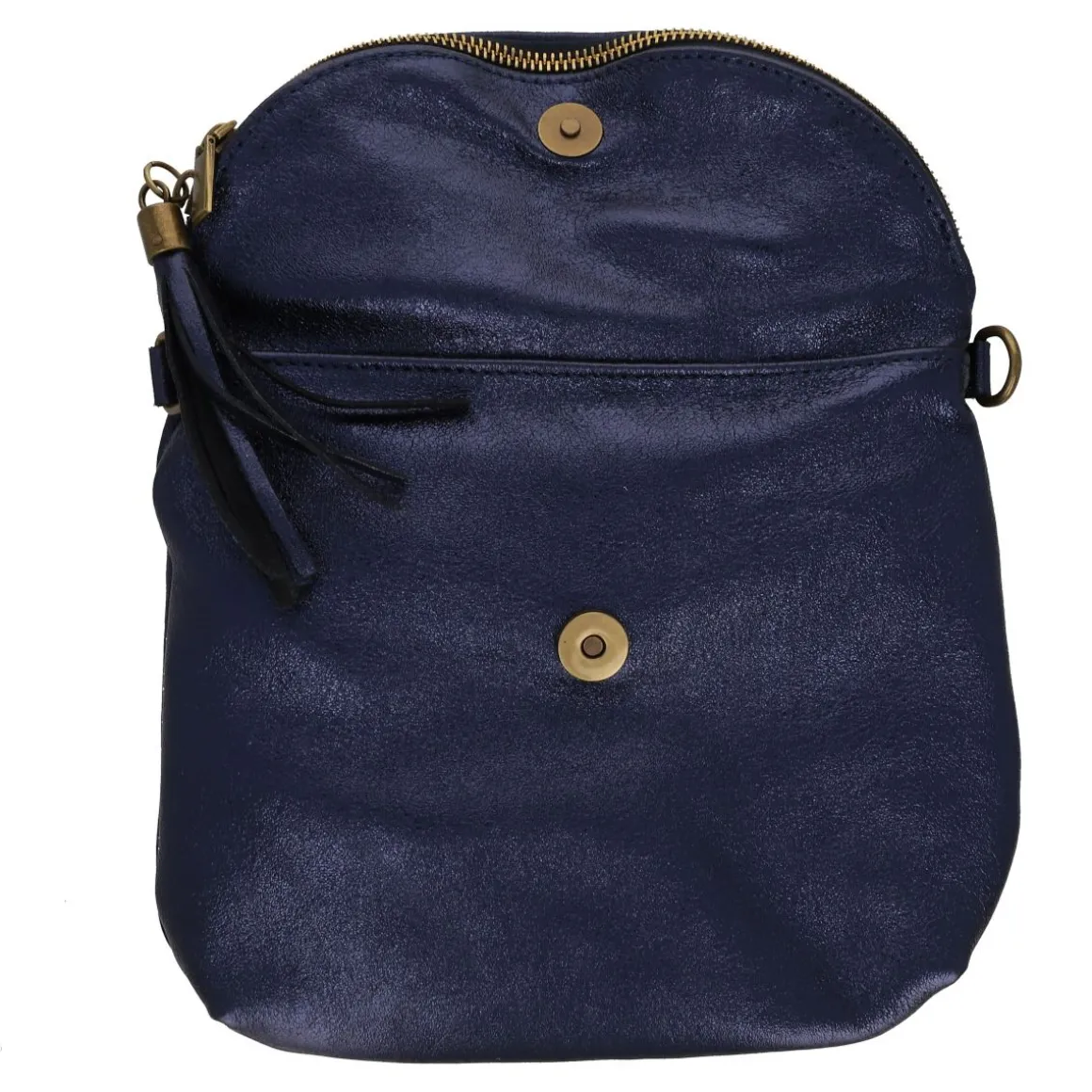 Sac à rabat cuir bleu pailleté