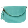 Sac à rabat cuir bleu turquoise