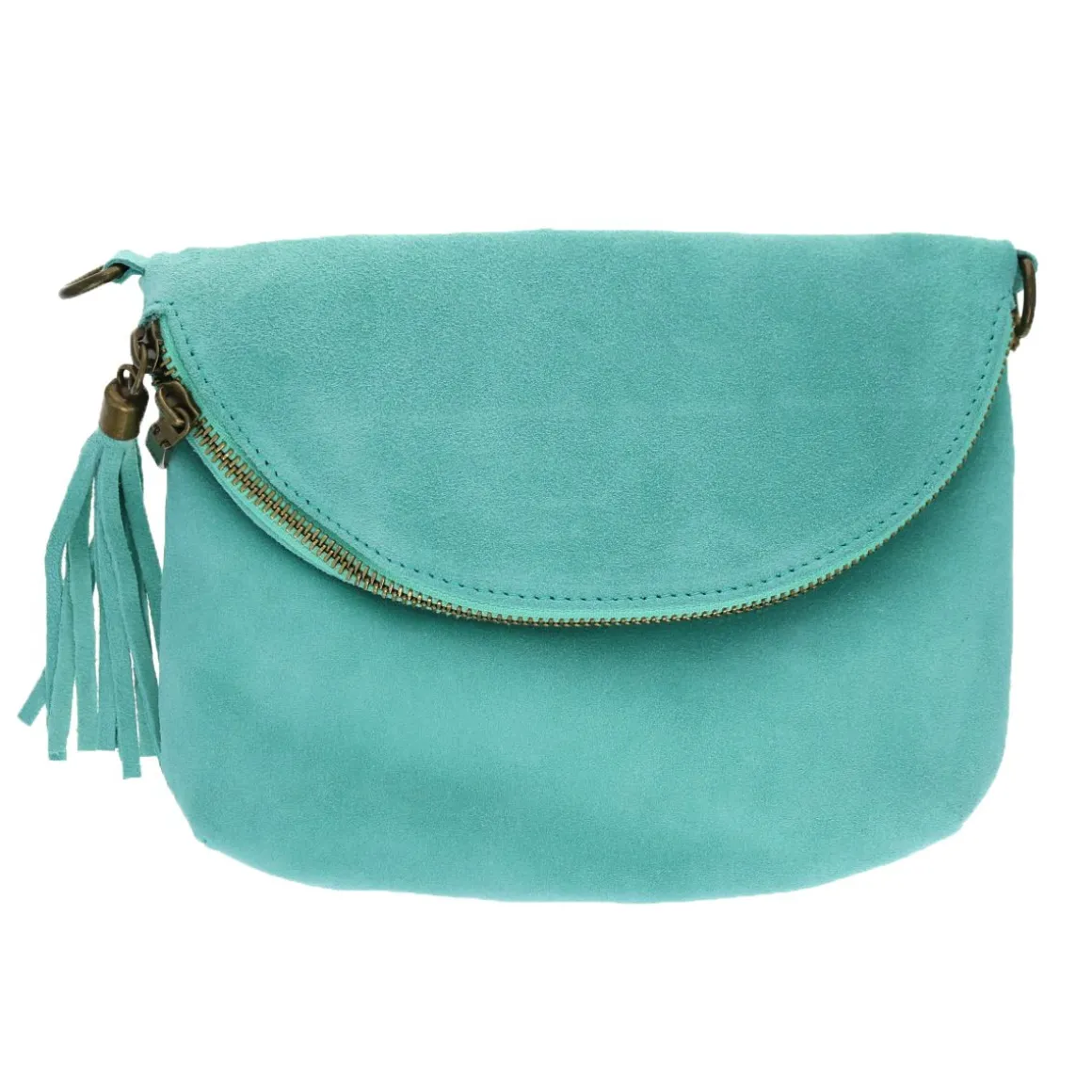 Sac à rabat cuir bleu turquoise
