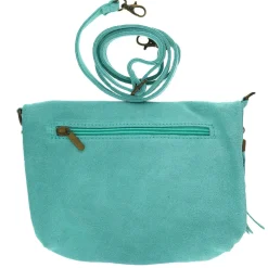 Sac à rabat cuir bleu turquoise