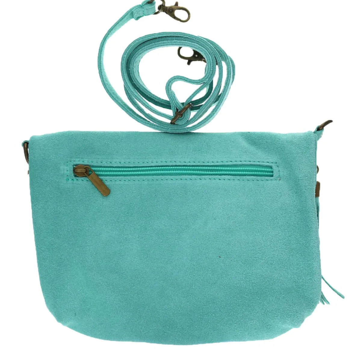 Sac à rabat cuir bleu turquoise