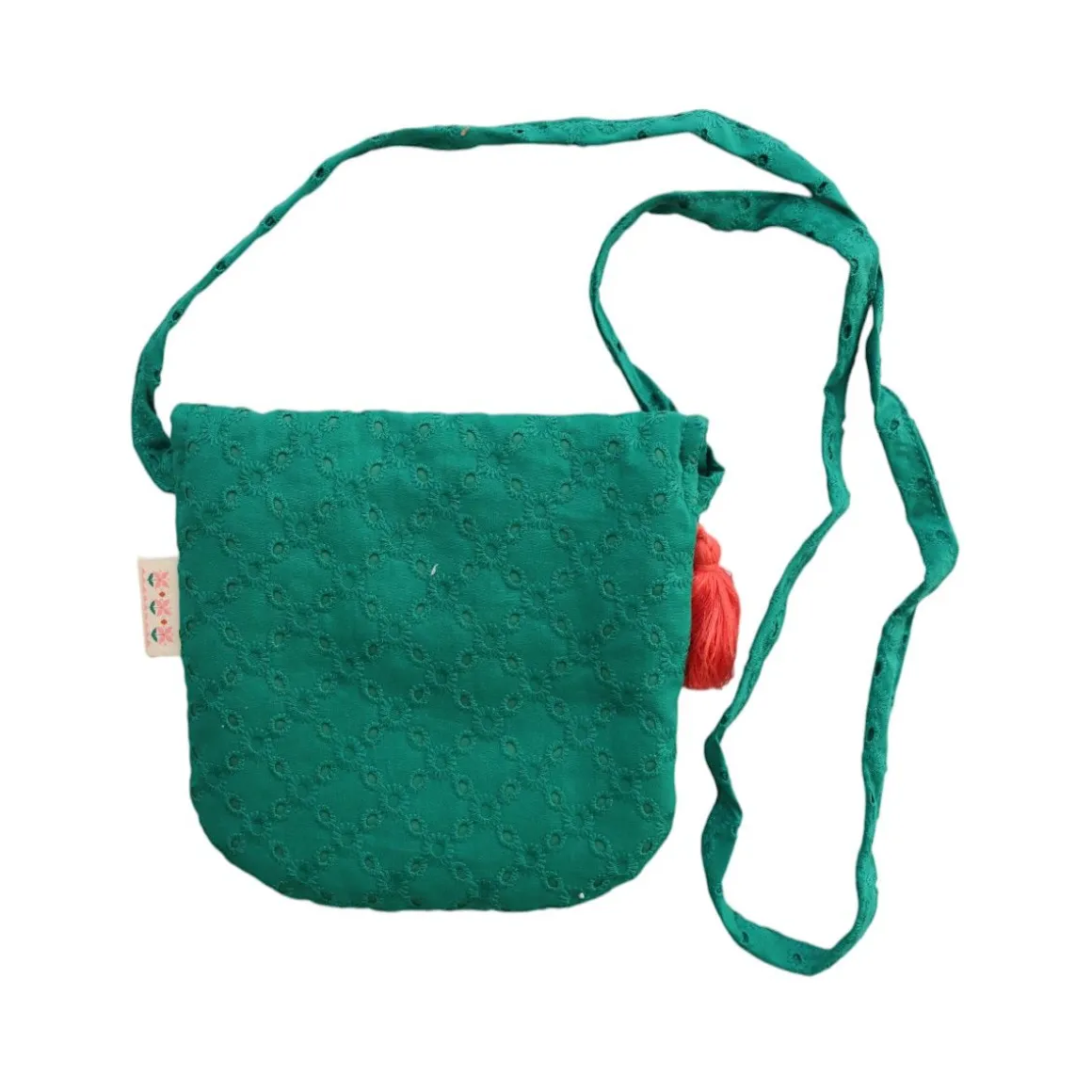 Sac bandoulière enfant broderie verte - Folk d'été