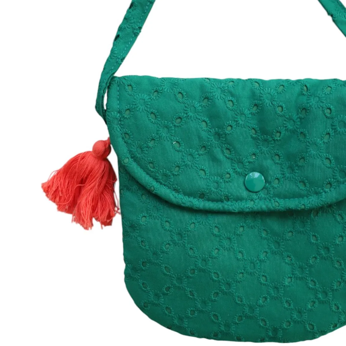 Sac bandoulière enfant broderie verte - Folk d'été