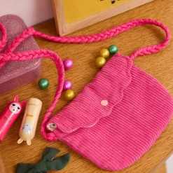 Sac bandoulière enfant velours rose - La vie en rose